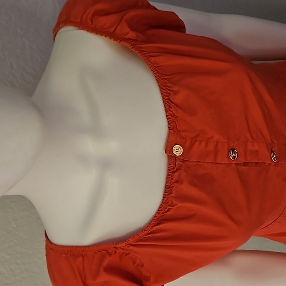 VTG APPLE BOTTOMS Coral Button Down Off Shoulder Babydoll Blouse XL - Picture 5 of 12